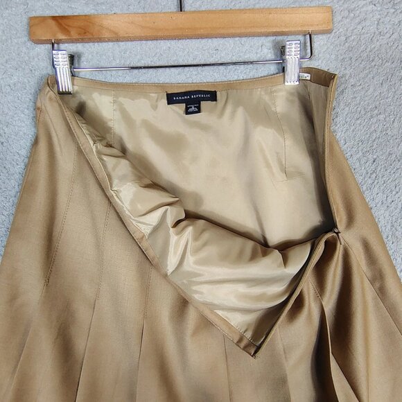 Banana Republic Skirt Women's 4 Tan/Camel, Pleated Wool Blend A-Line Preppy - Picture 4 of 5